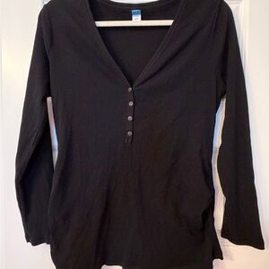 Old Navy Black Long Sleeve V-Neck Top